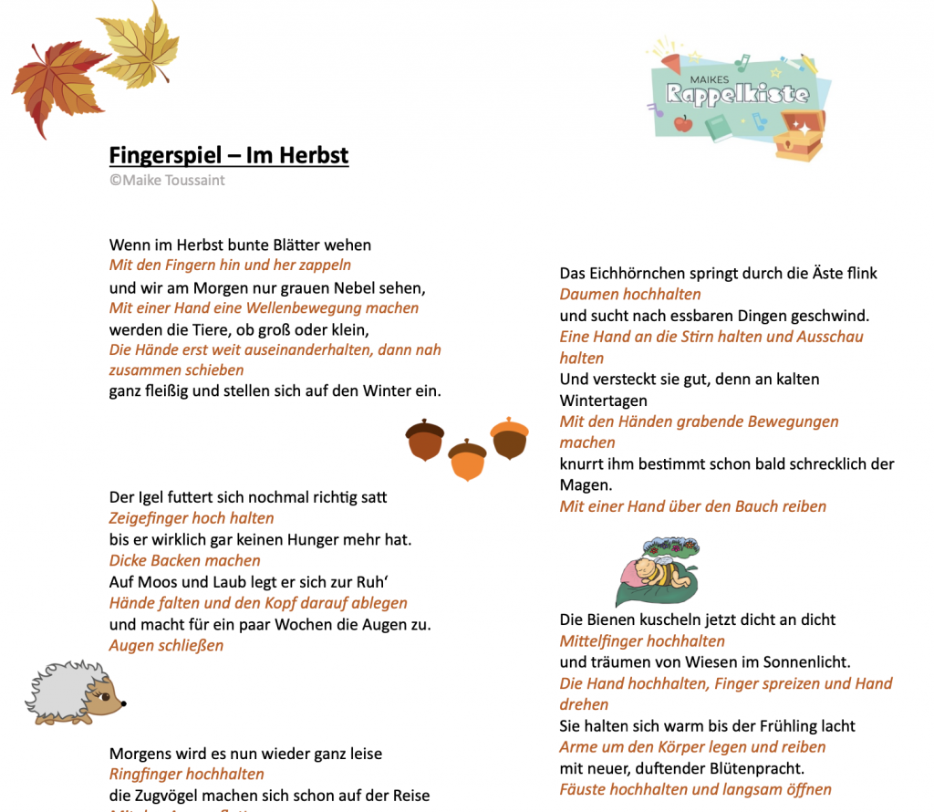  Cup Song – Der Herbst ist da ☔️ – Maikes Rappelkiste Bildidee 