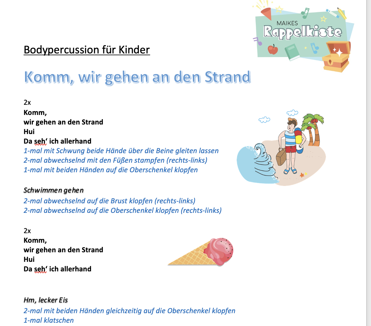 Bodypercussion - Komm wir gehen an den Strand 🏖️
