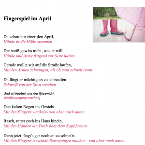 Fingerspiel – April