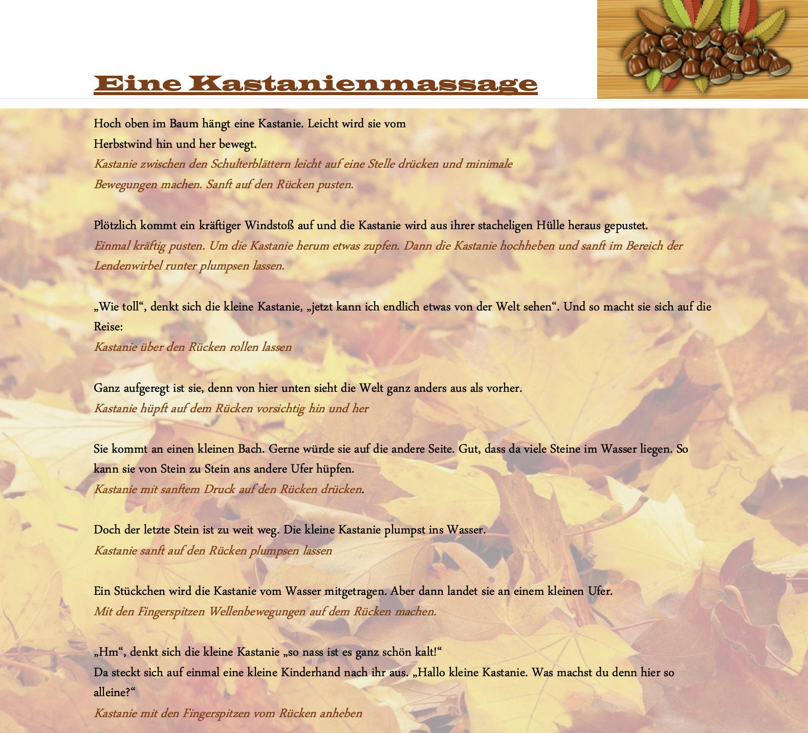 Kastanien Massagegeschichte