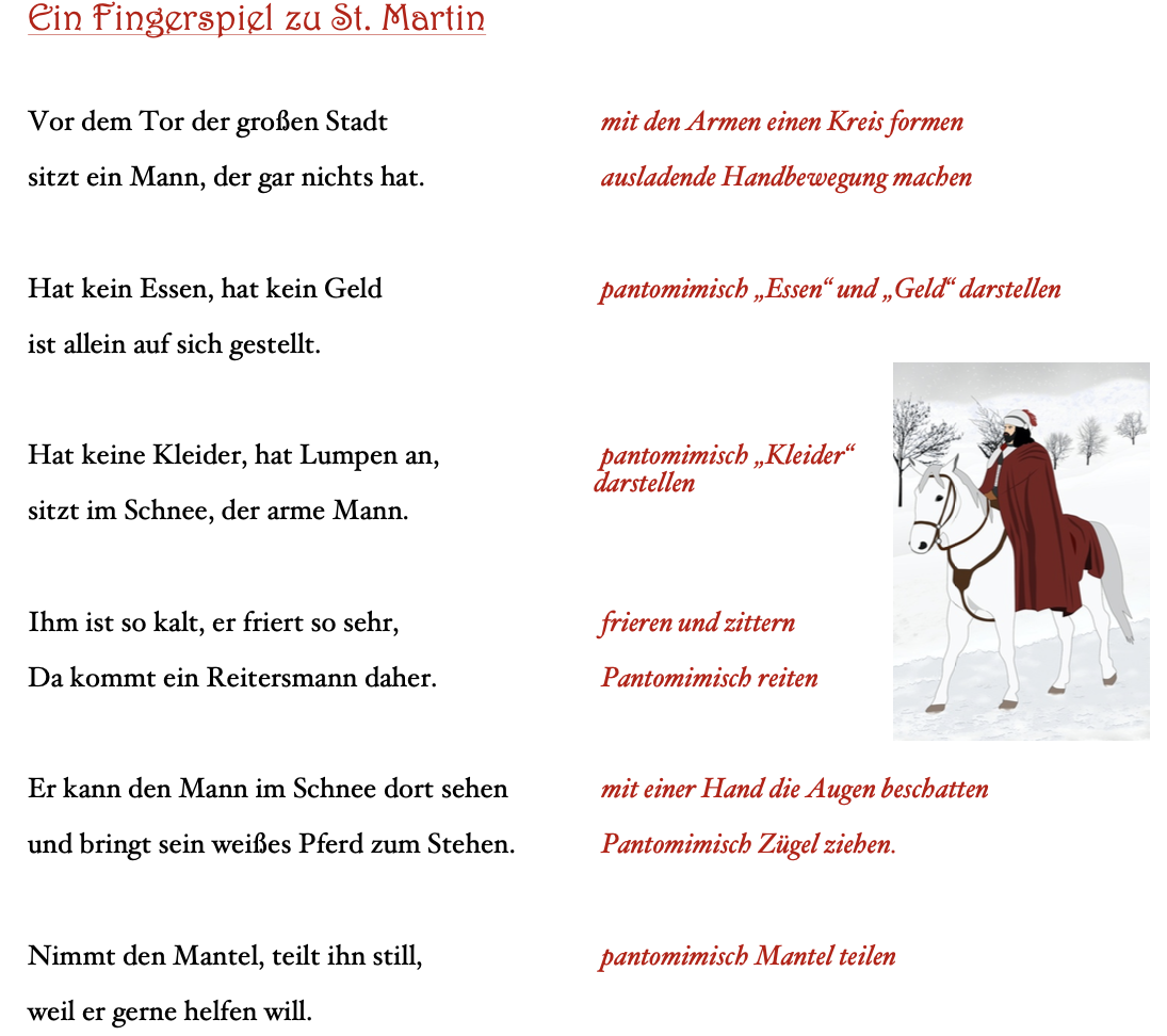 Ein Fingerspiel zu St. Martin